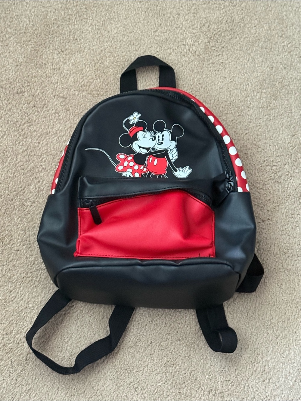 Disney Mickey & Minnie Mouse Mini Backpack Black Red Polka Dot Bioworld